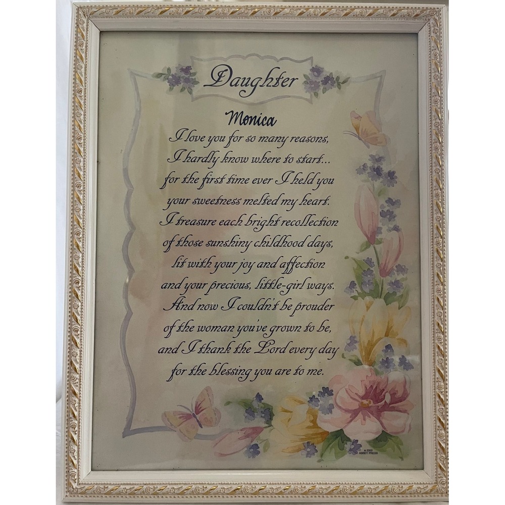 Vintage Abbey Press Daughter Monica Personalized Framed Poem Wall Art 2000 Decor